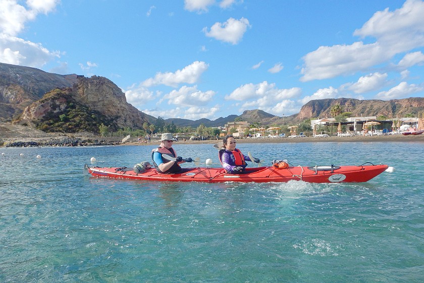 Kayaking on Vulcano. Kayaking over an underwater hot spring. Vulcano. .