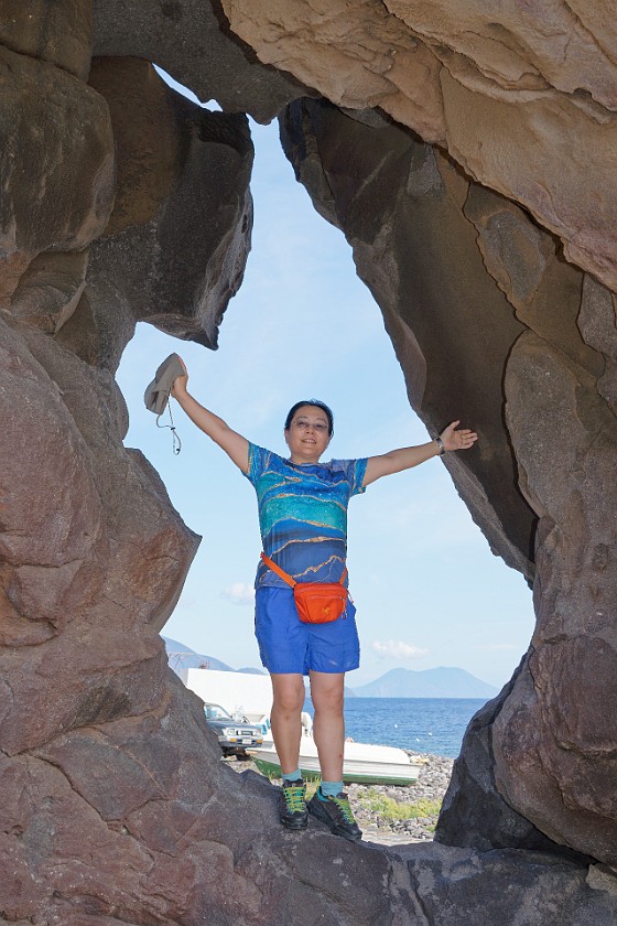 Alicudi. Portrait in a rock hole. Alicudi. .