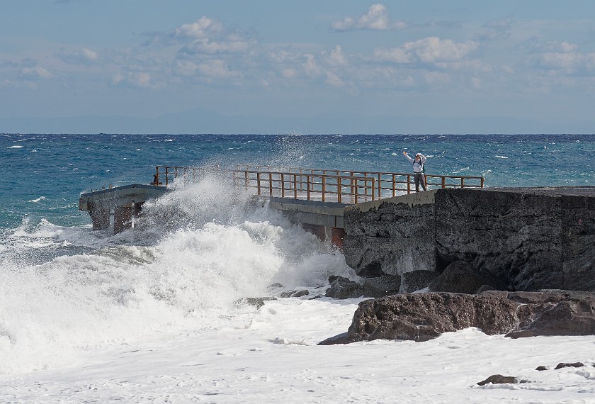 Stromboli. Pier in the storm. Stromboli. .
