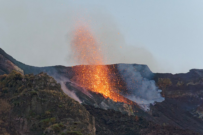 Hiking to the Stromboli Observation Platform. Volcanic eruptions. Stromboli. .