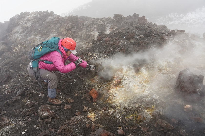 Hiking in the Etna North Area. Fumarole. Linguaglossa. .
