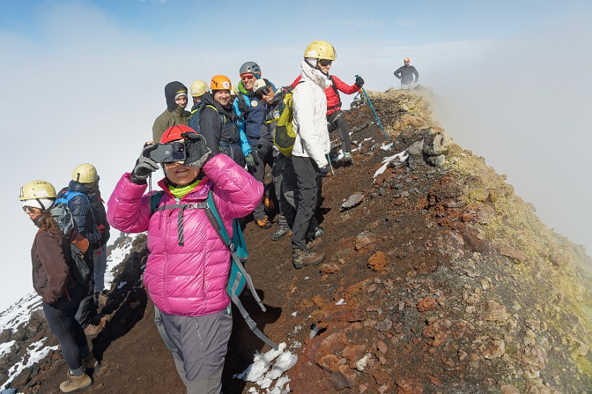 Hiking in the Etna North Area. Portrait on the crater rim. Linguaglossa. .