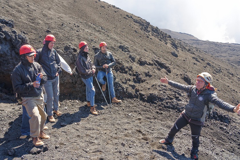 Hiking in the Etna South Area. Tour group and guide. Nicolosi. .