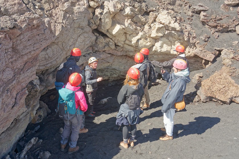 Hiking in the Etna South Area. Hiking in a lava canyon. Nicolosi. .