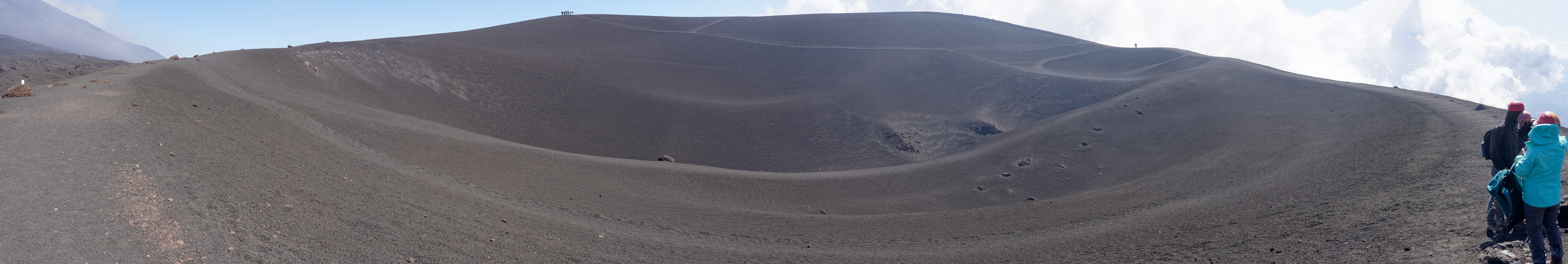 Hiking in the Etna South Area. Panoramic view of the Barbagallo crater. Nicolosi. .