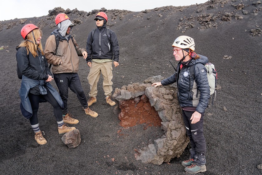 Hiking in the Etna South Area. Tour group and guide. Nicolosi. .