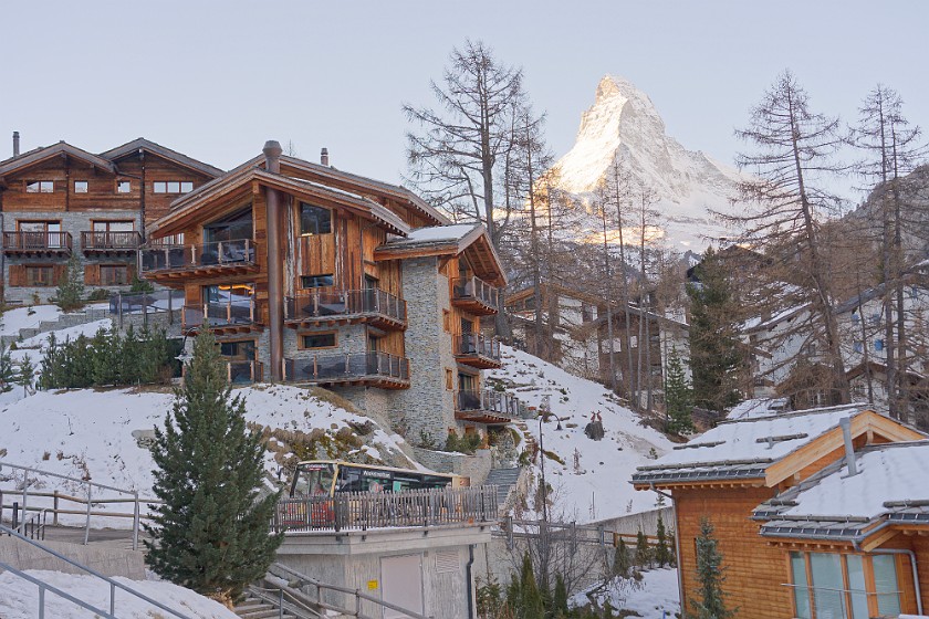 Zermatt. View from the Youth Hostel Zermatt on the Matterhorn. Zermatt. .