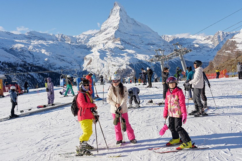Wolli-Park. Friends in front of the Matterhorn. near Zermatt. .