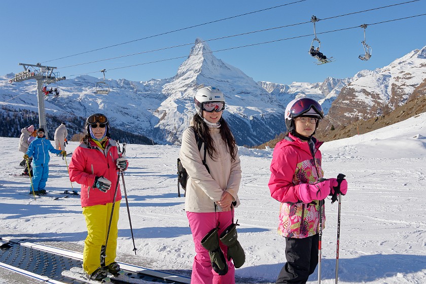 Wolli-Park. Friends in front of the Matterhorn. near Zermatt. .