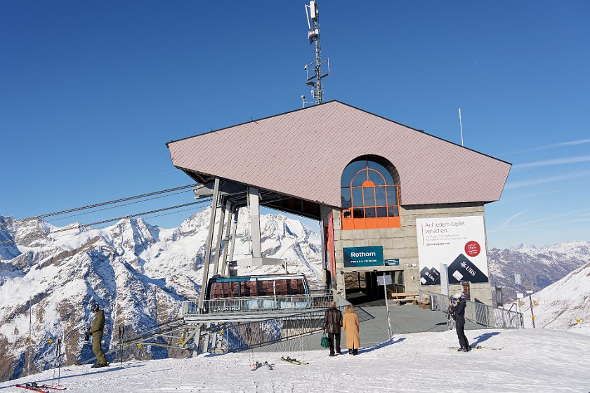 Skiing the Rothorn Area. Rothorn mountain station. near Zermatt. .