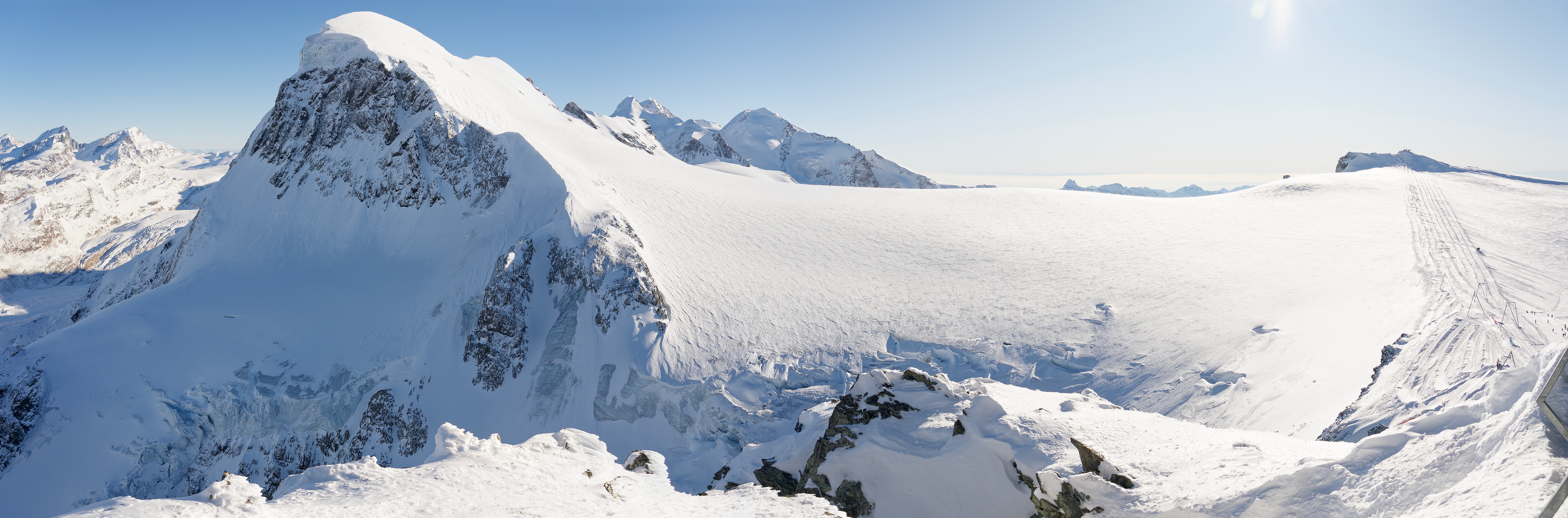 Klein Matterhorn. Panoramic view on the Breithorn. near Zermatt. .