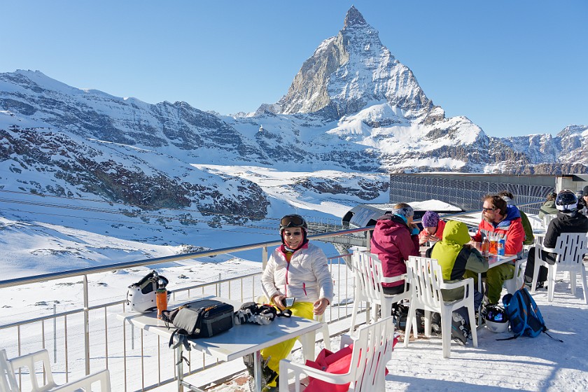 Skiing the Glacier Paradise Area. View from the Trockener Steg on Matterhorn. near Zermatt. .